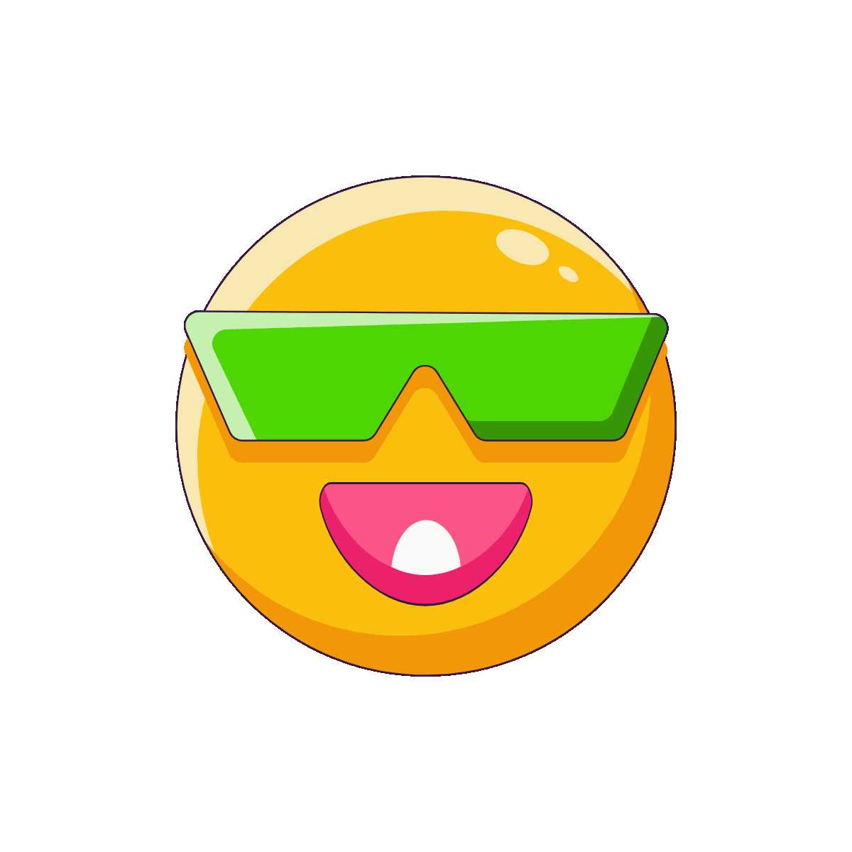 Cool Face Flat Animated Icon Design
