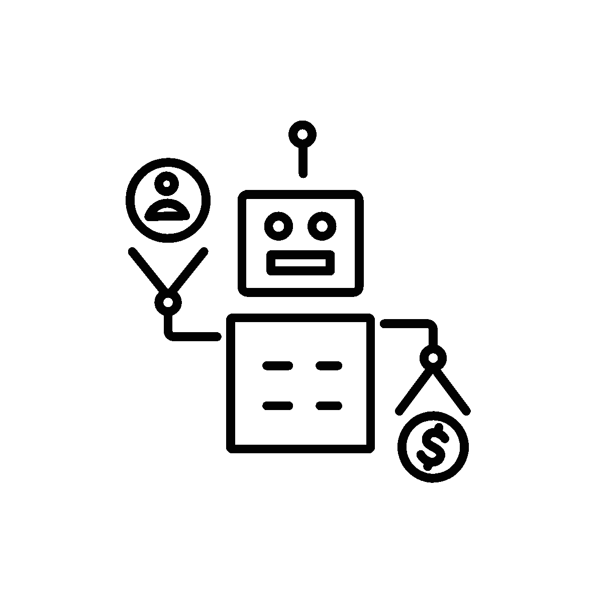 Premium linear animated icon of a sales robot