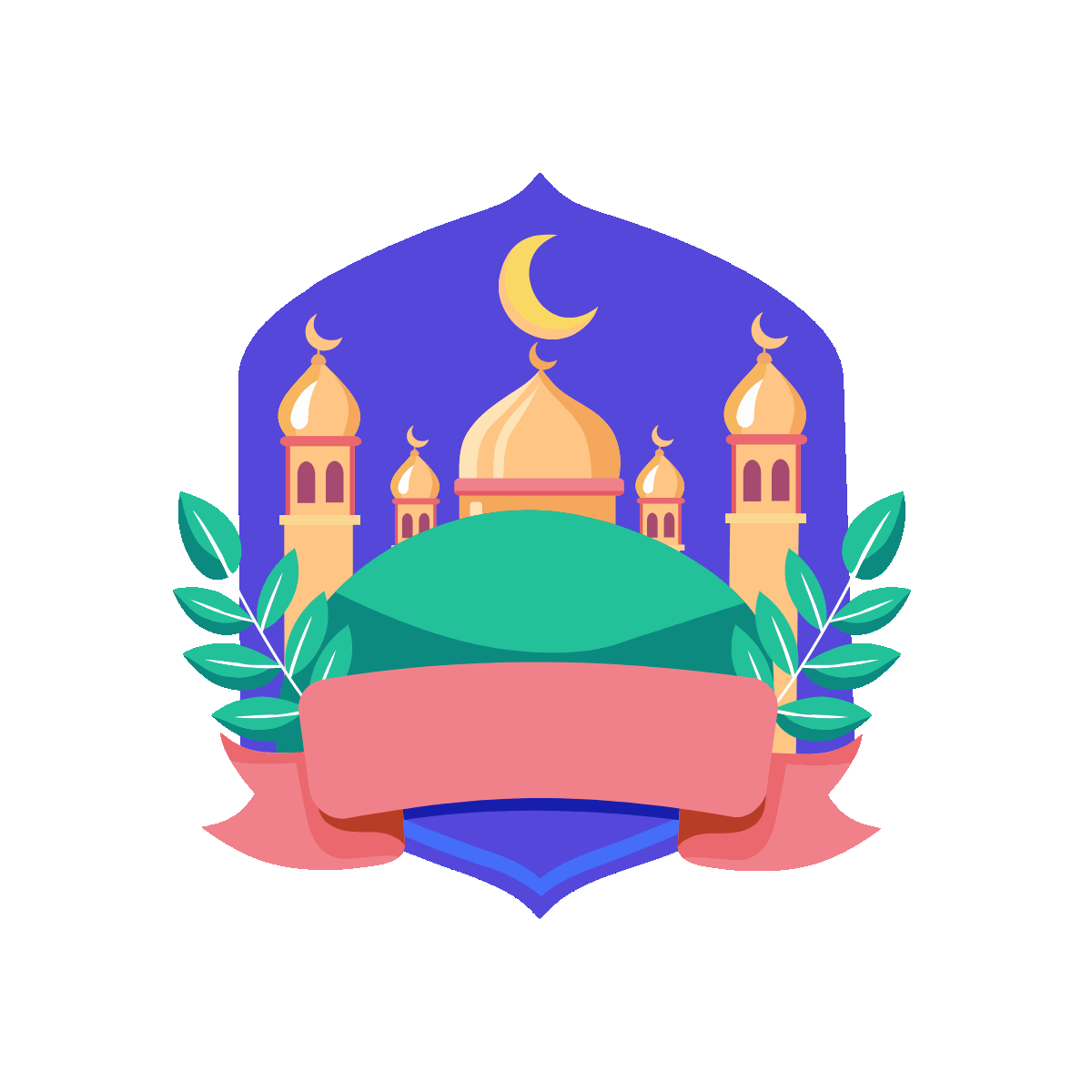 Flat animated illustration of Eid Mubarak
