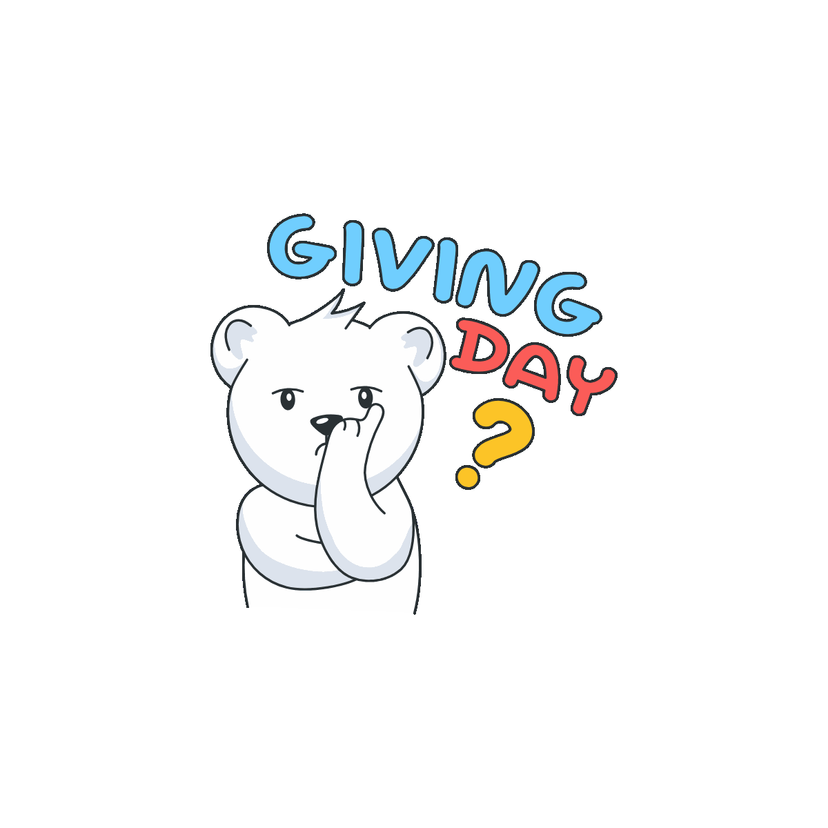 Giving Day Thinking Bear Character Sticker
