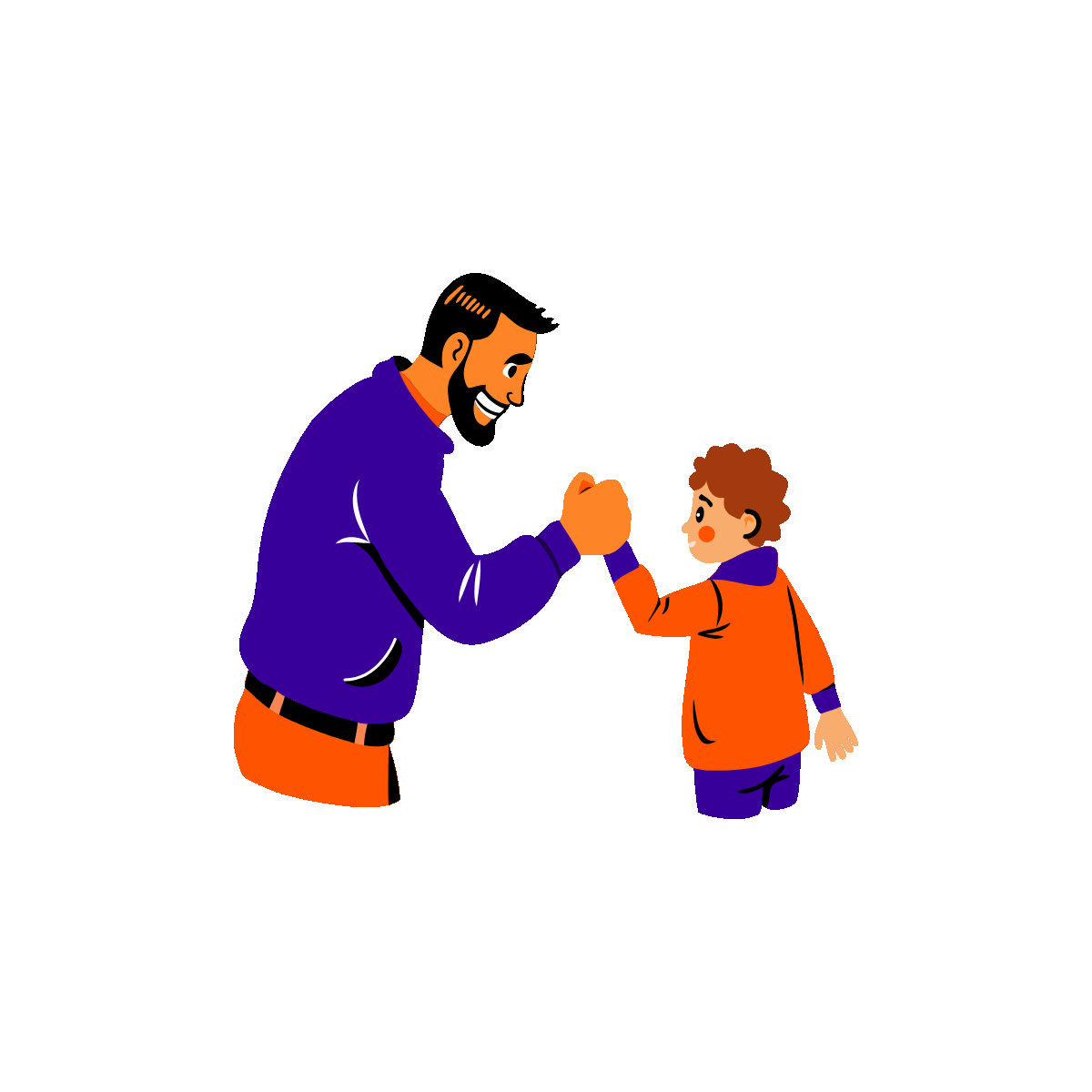 Father and Son Holding Hands Together