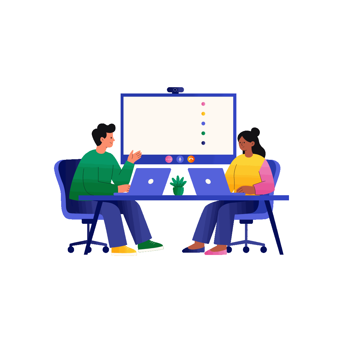 Coworkers joining an online conference