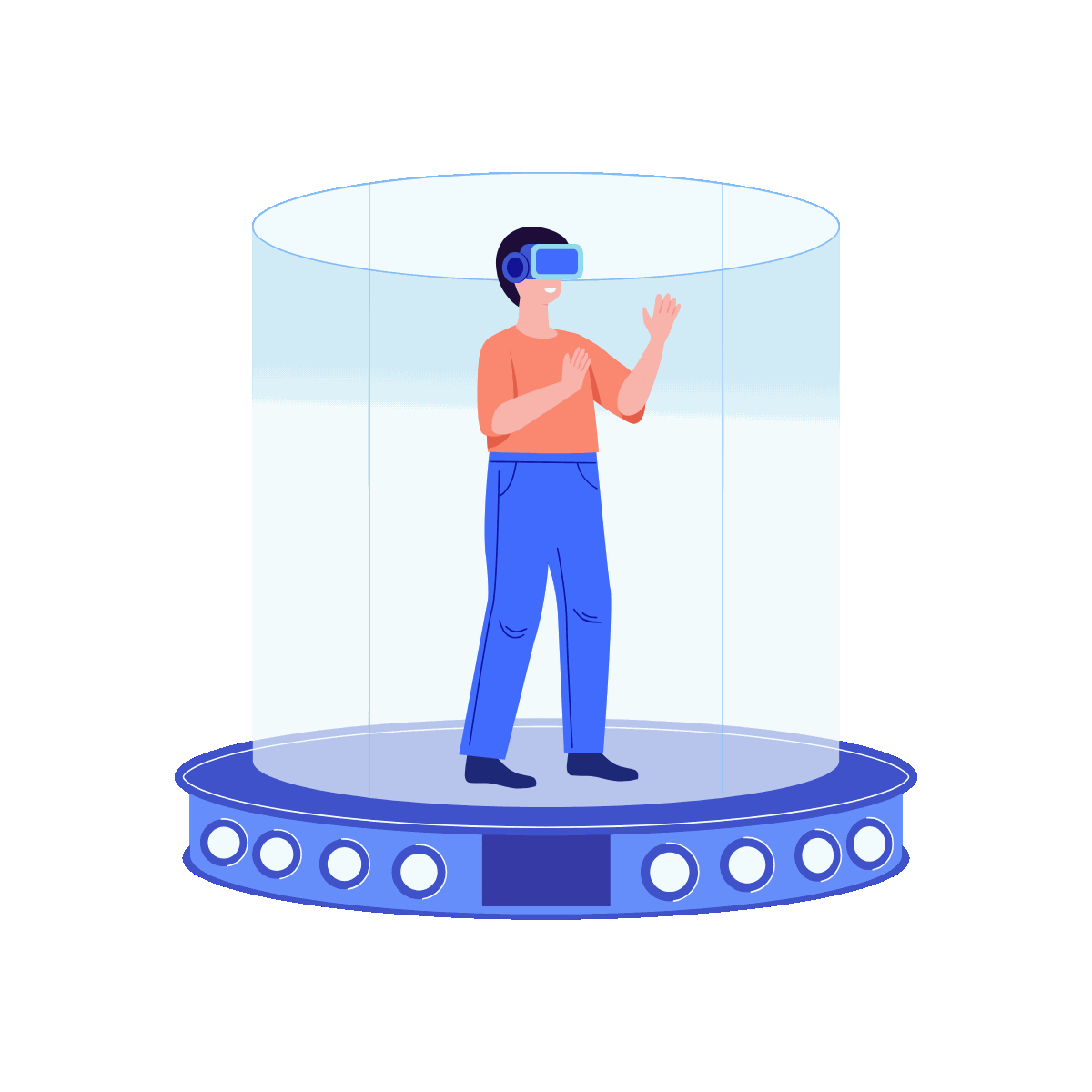 VR Platform Flat Animated Illustration Design