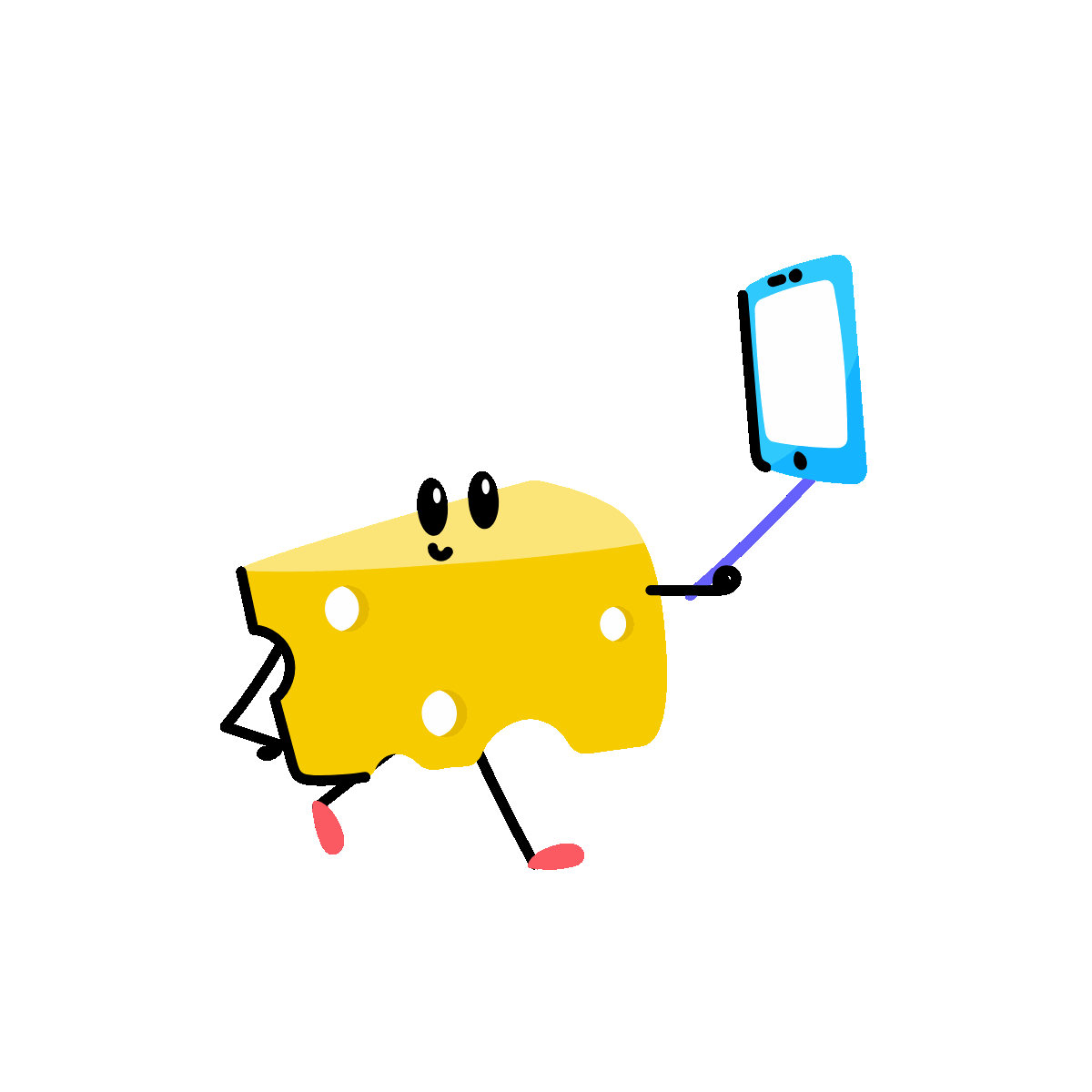 Animated Flat Cheese Slice Sticker Art