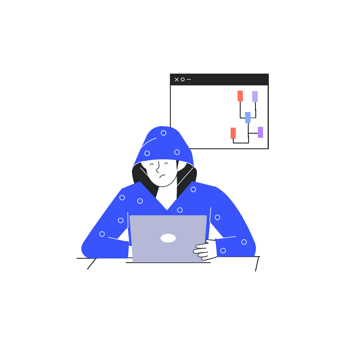 Web Hacker Linear Animated Illustration