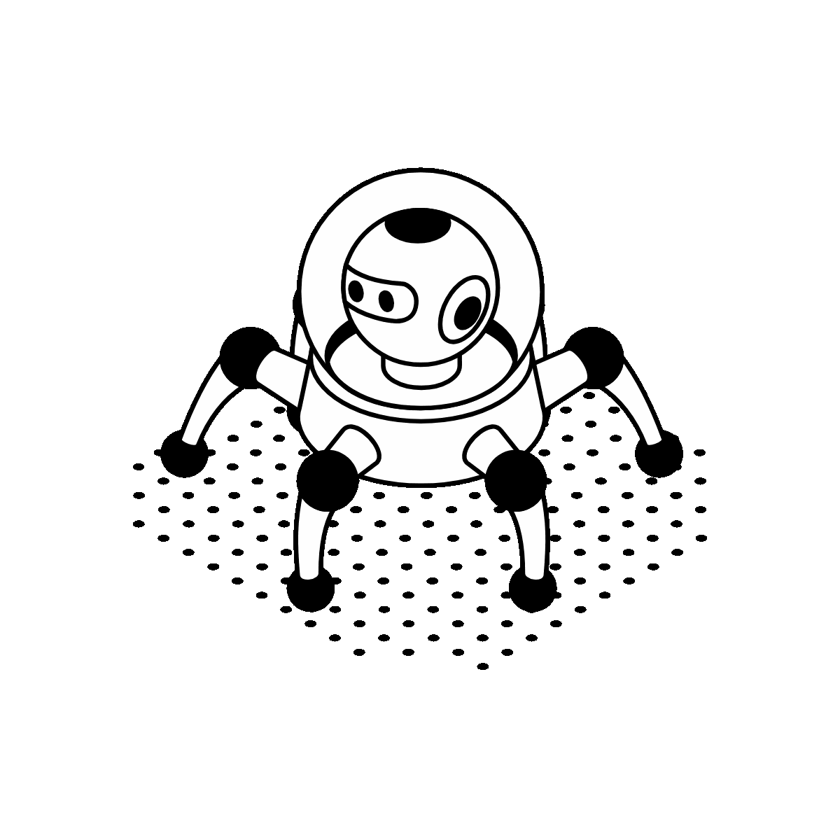 Spider robot with several jointed legs.