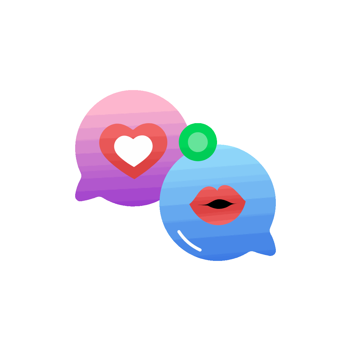 Flat Animated Romantic Chat Icon Design
