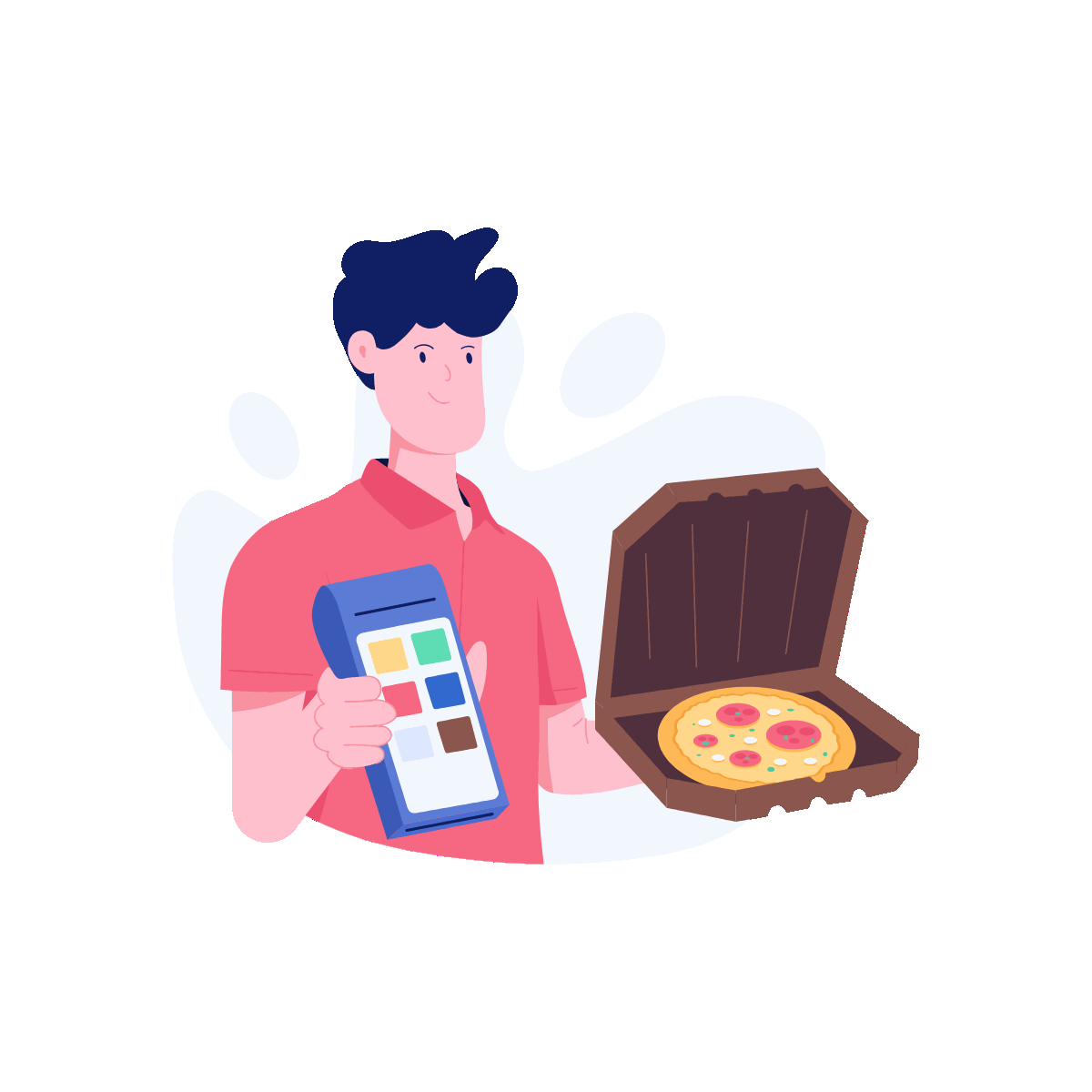 Flat POS Pizza Payment Illustration