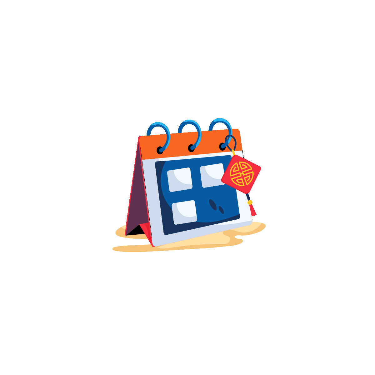 Flat icon animation of Chinese calendar