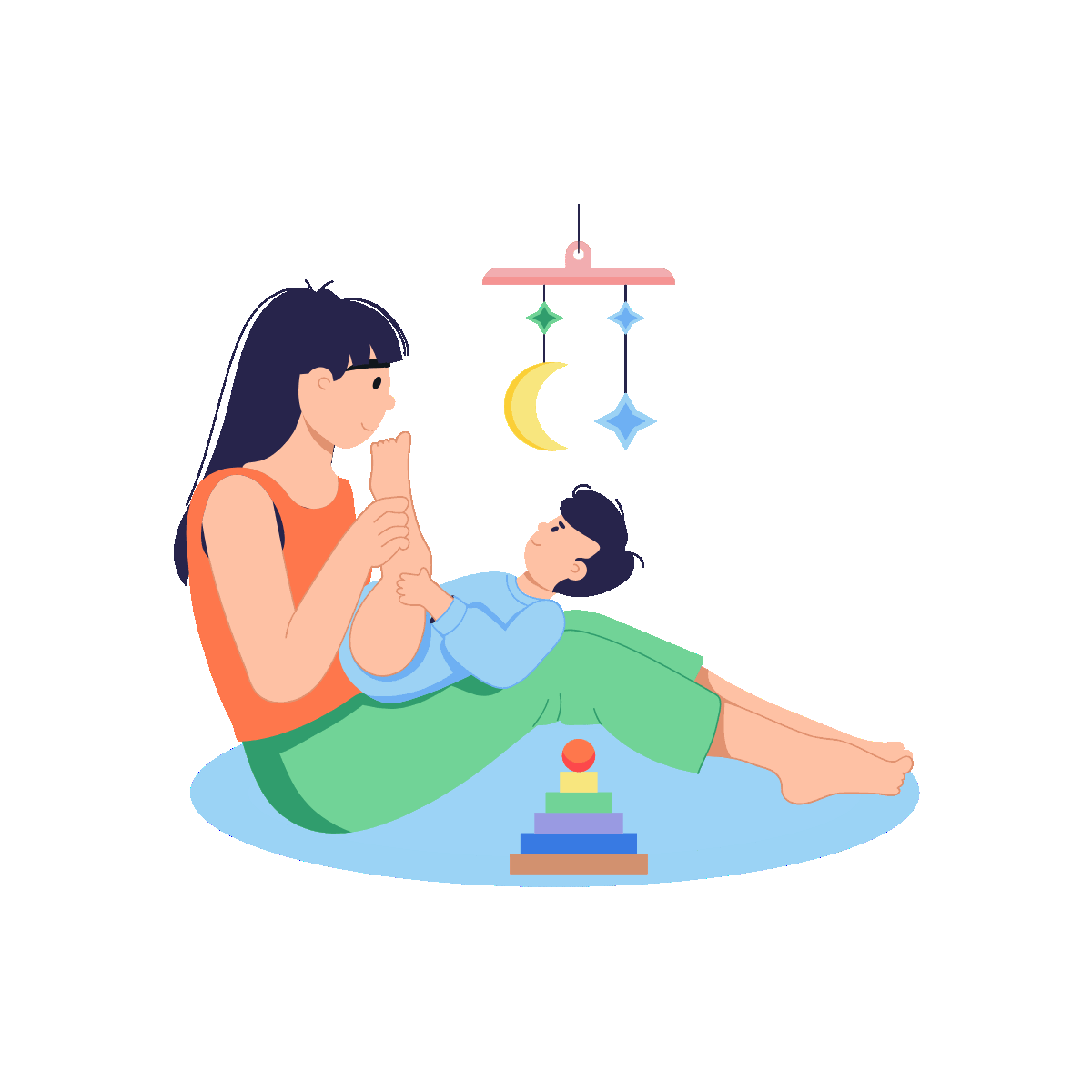 Premium Flat Animated Motherhood Design