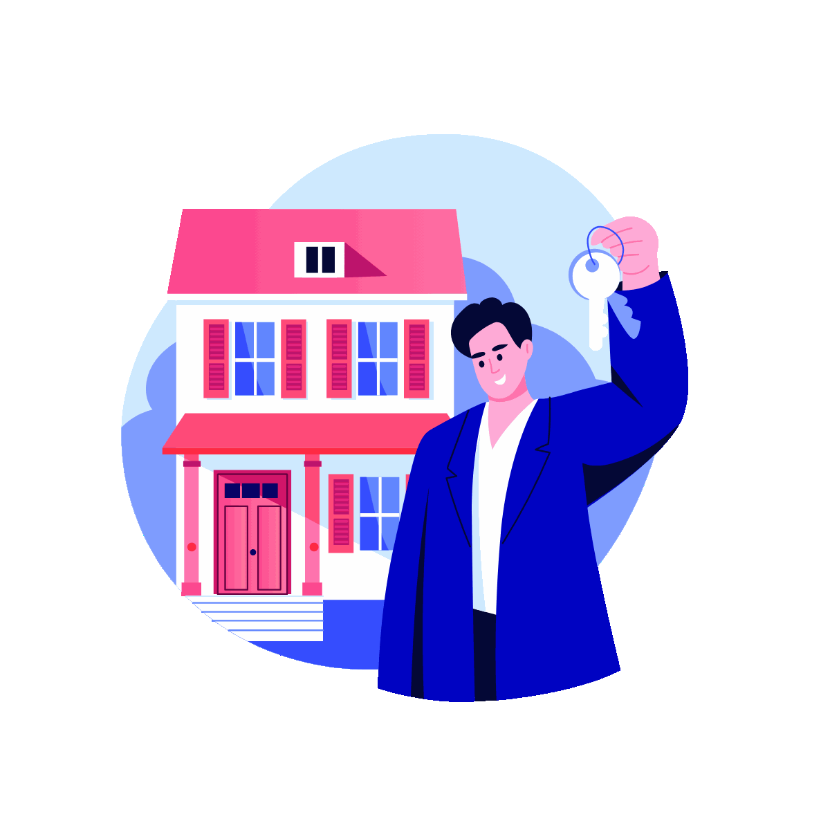 House Owner Flat Animated Illustration Design