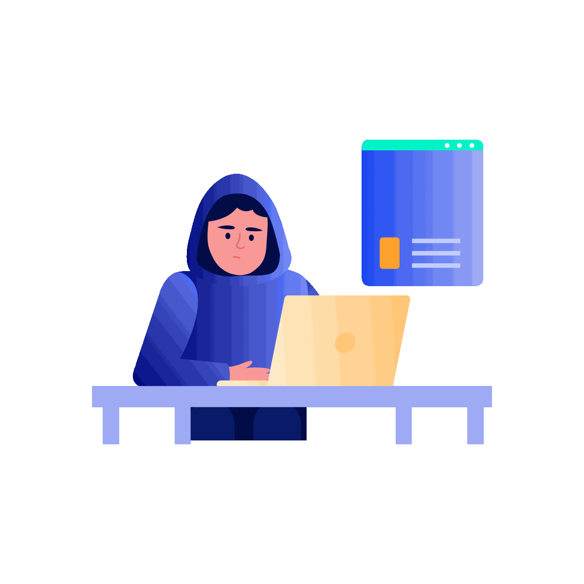 Cyber Threat Flat Animated Illustration