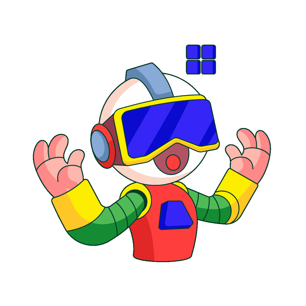 Flat Robot Using VR Headset Illustration