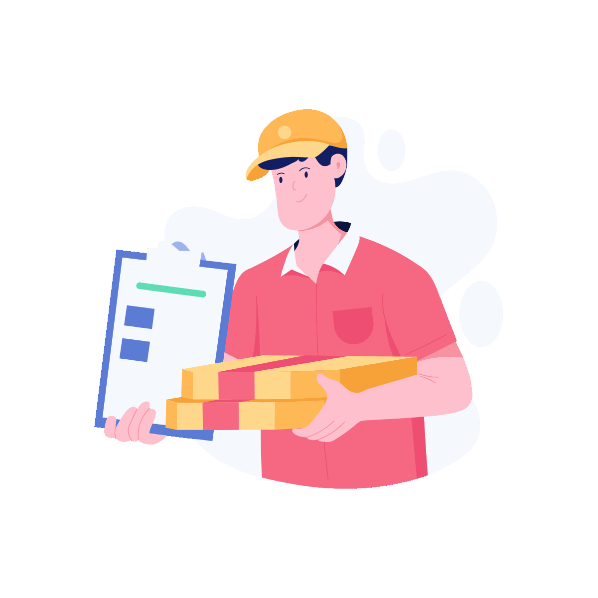 Flat Pizza Order Delivery Illustration