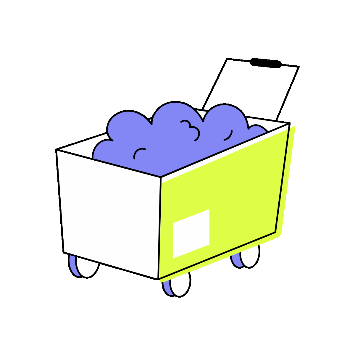 Flat Waste Cart Collection System Icon