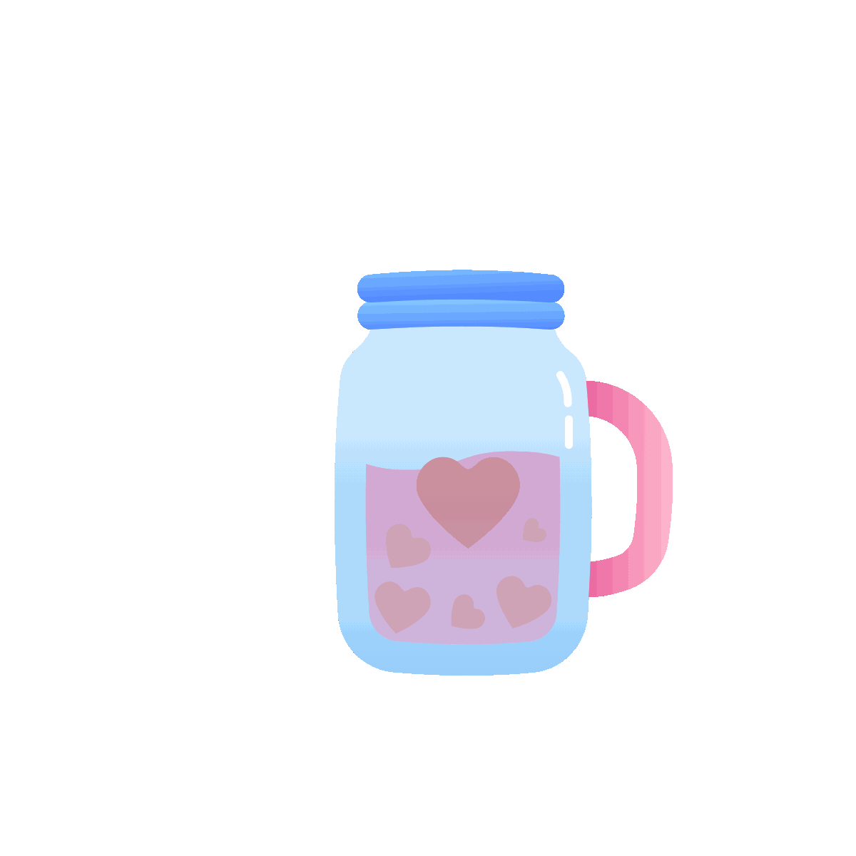 Flat Animated Romantic Heart Jar Icon