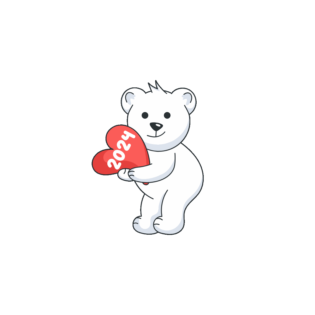 Animated doodle sticker of bear hug