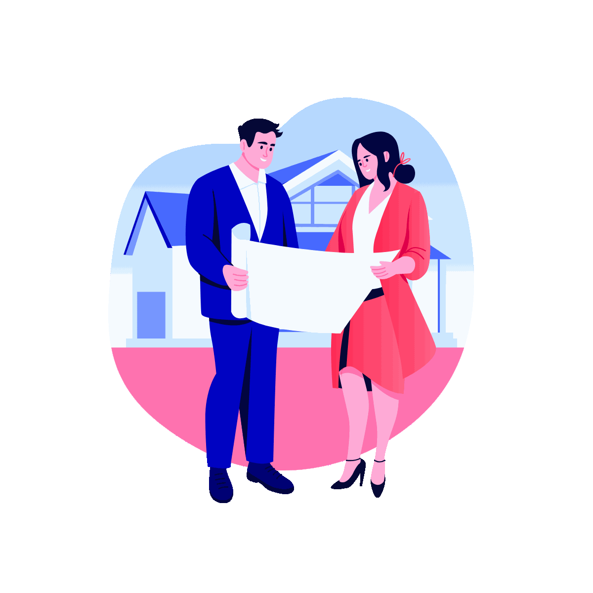 House Map Flat Animated Illustration Design