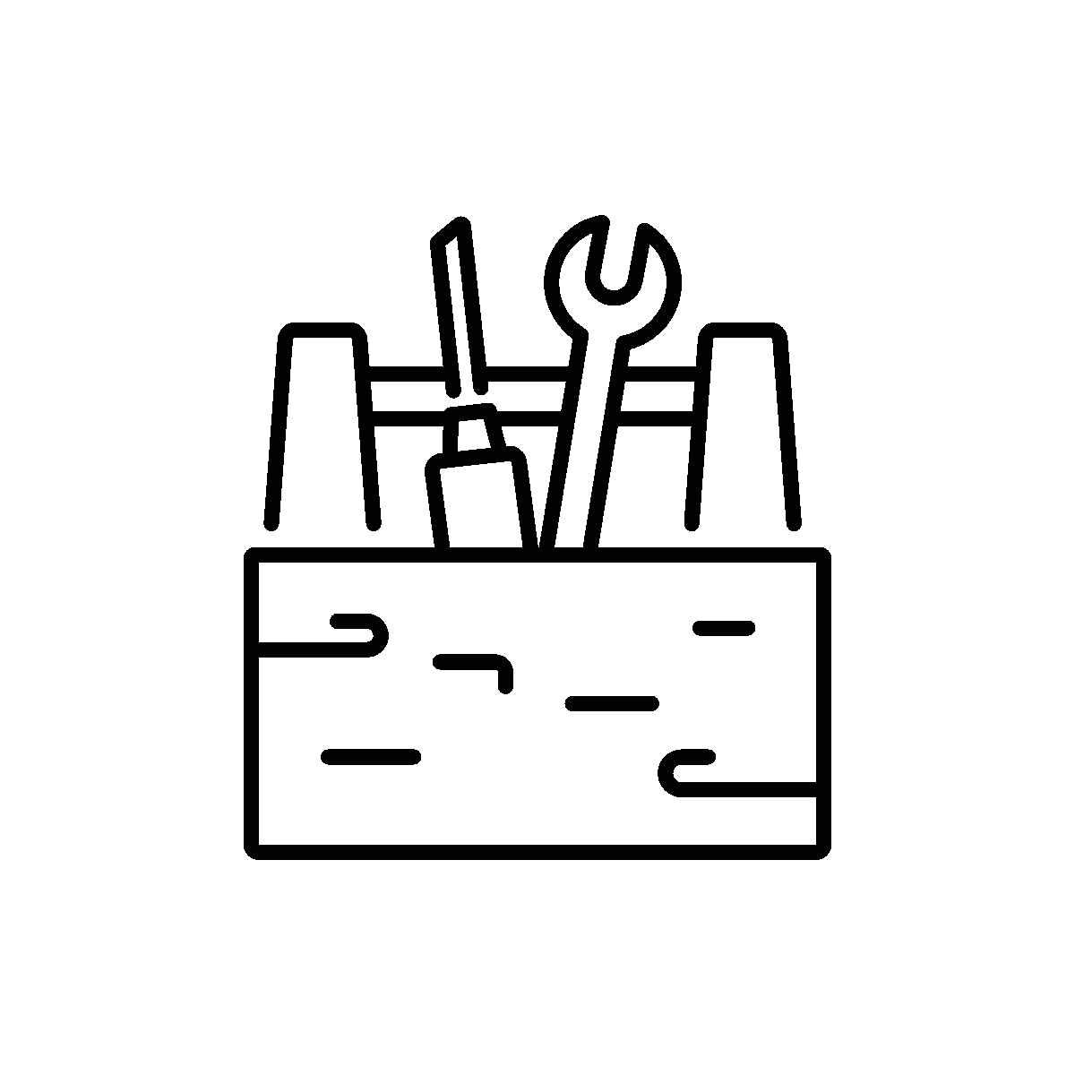 Animated icon of essential carpenter tools