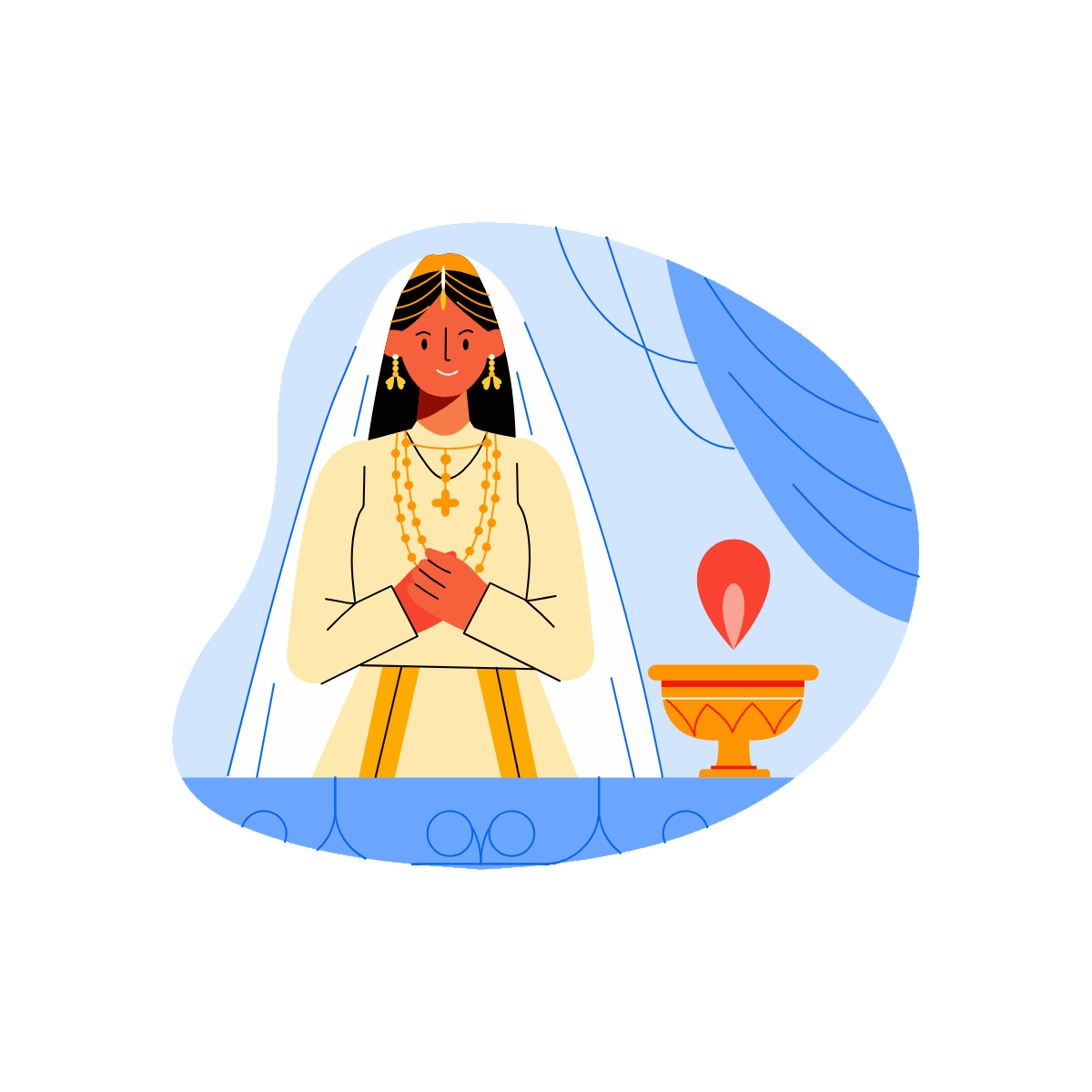 Flat animated traditional bride illustration