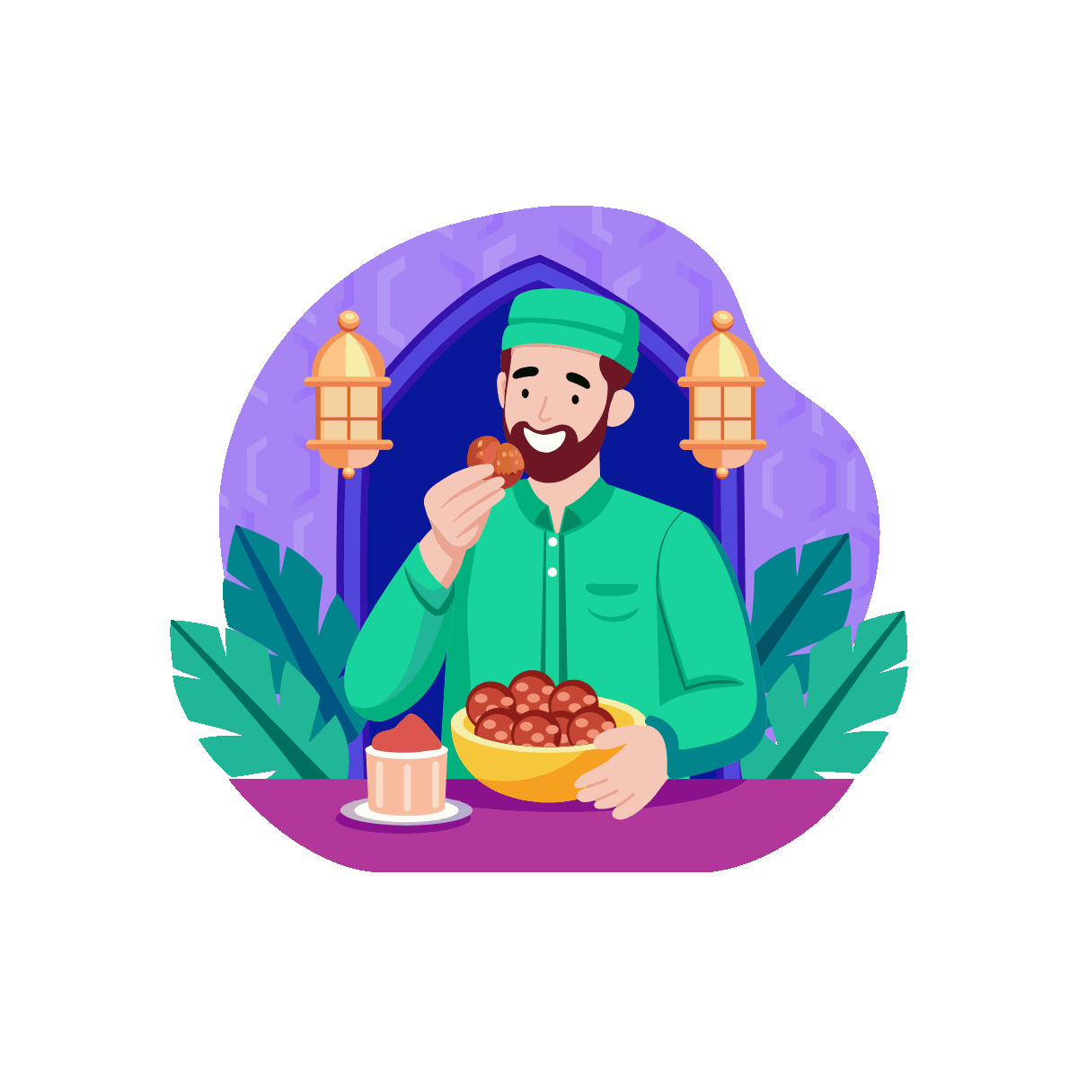 Eating Food Flat Animated Illustration Design