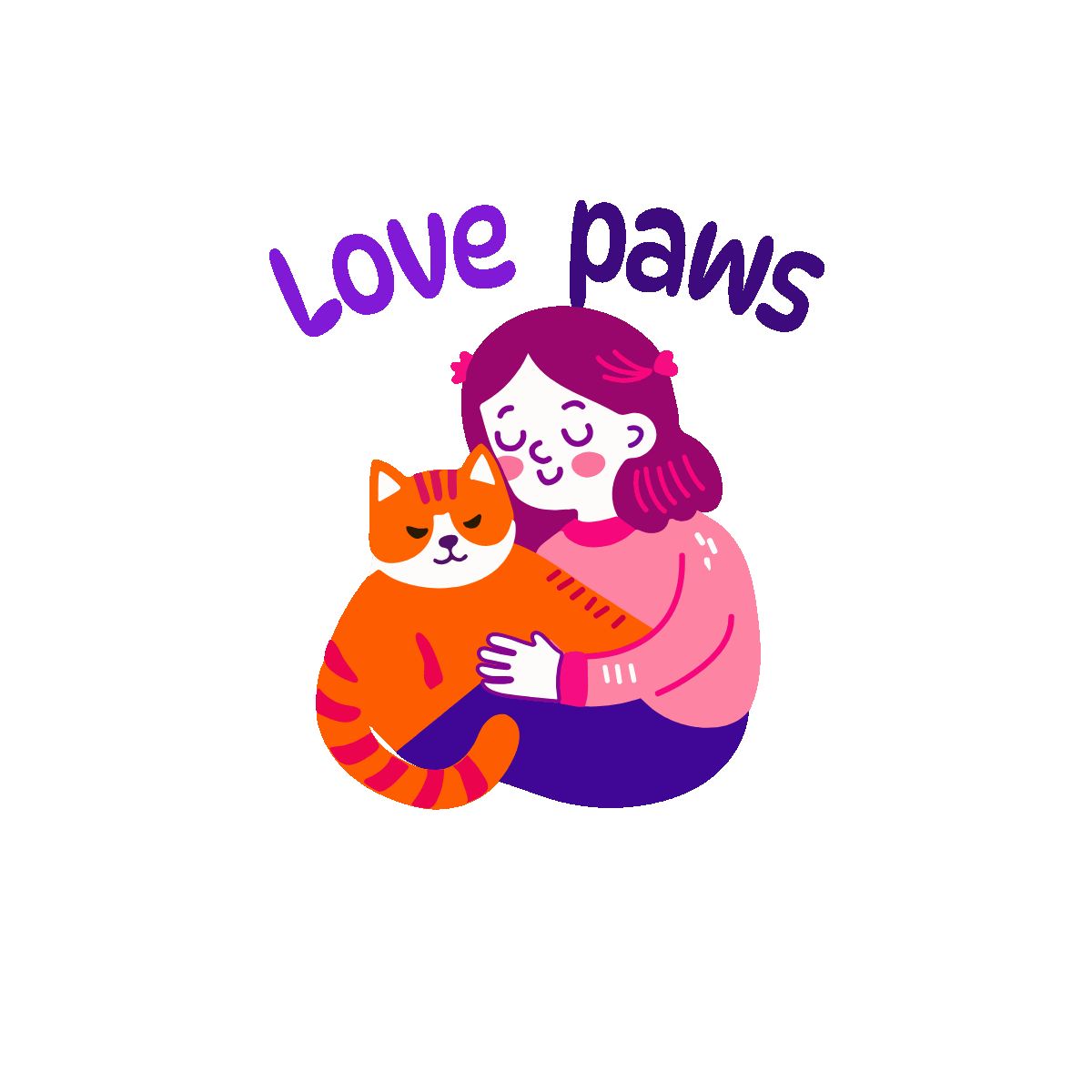 love paws, paws, pet, companion, friend, lettering, typography, quote, words, font, text, flat
