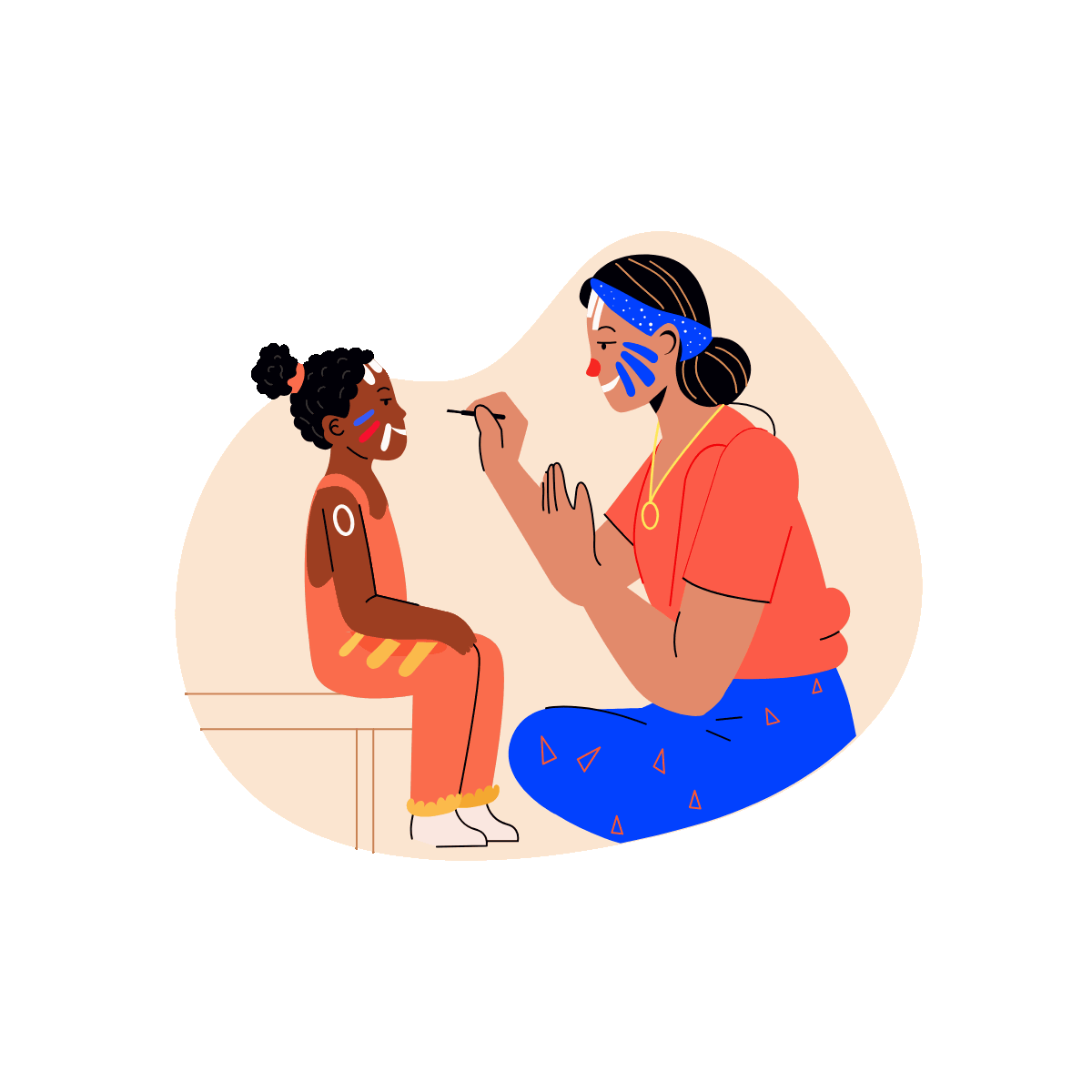 Flat animated face painting illustration