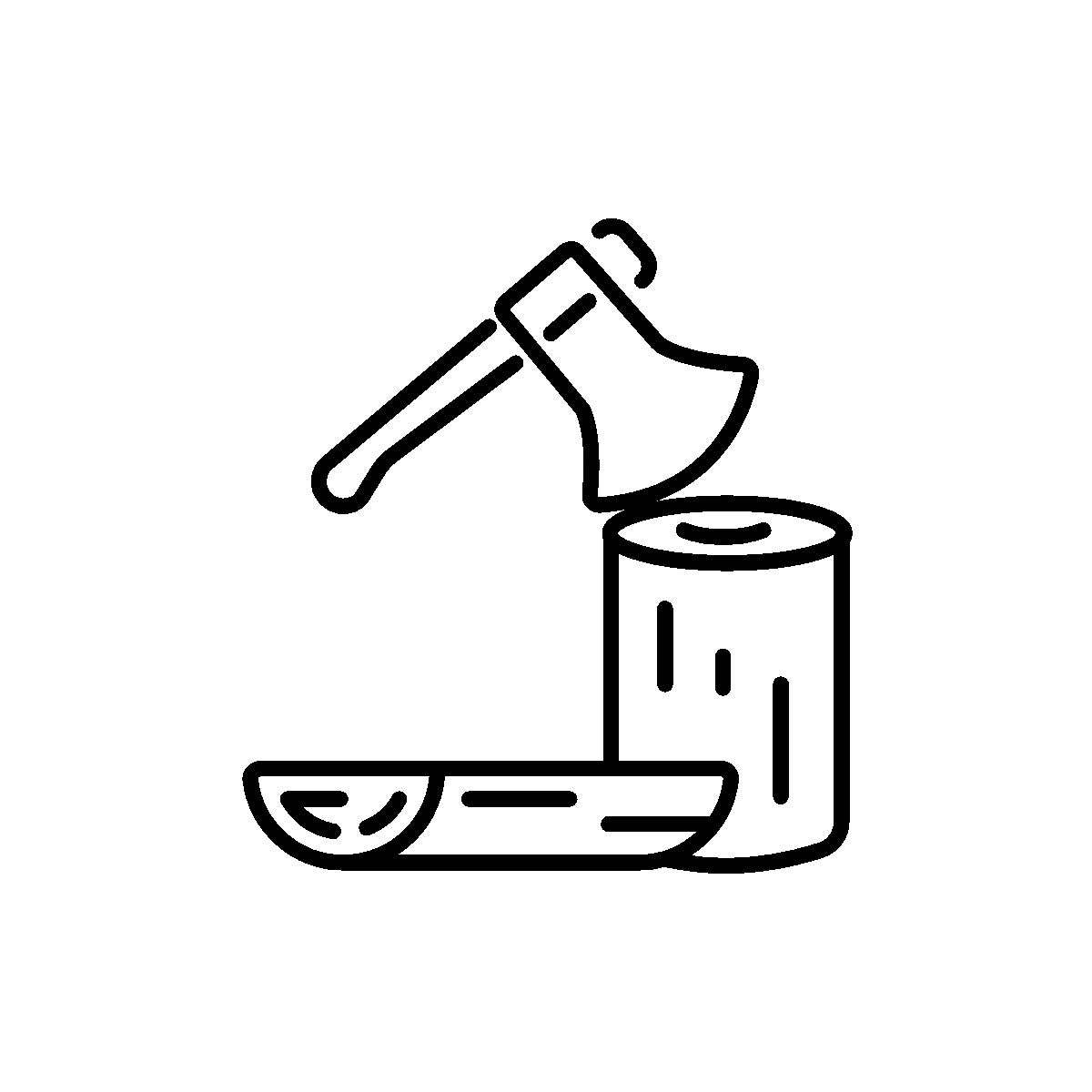 Animated icon of a woodcutter at work