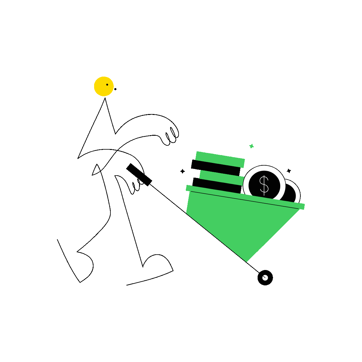 Money Cart Character Illustration Design