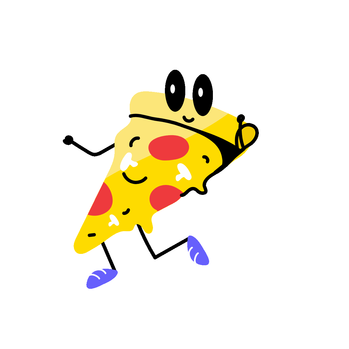 Trendy Animated Pizza Slice Sticker Art