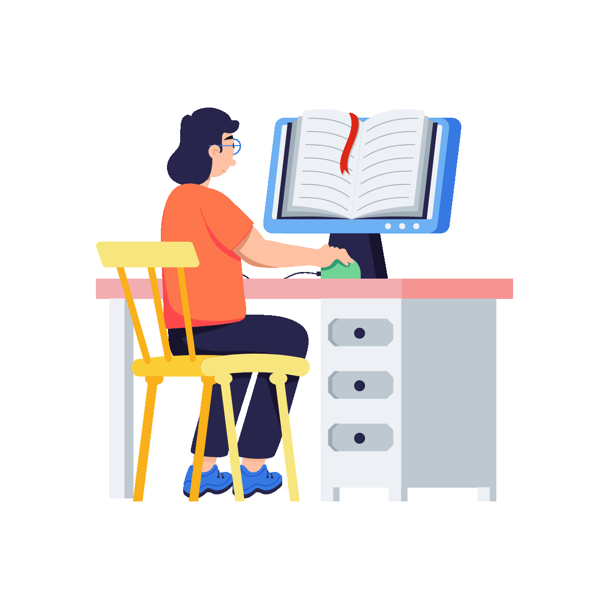 Animated Flat Online Learning Illustration