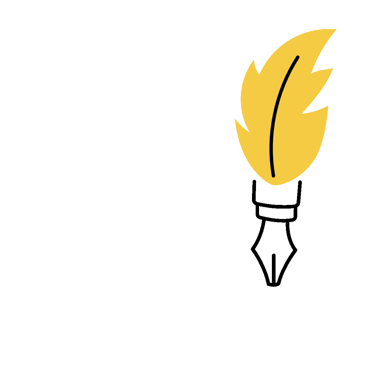 Animated Quill Pen Doodle Illustration