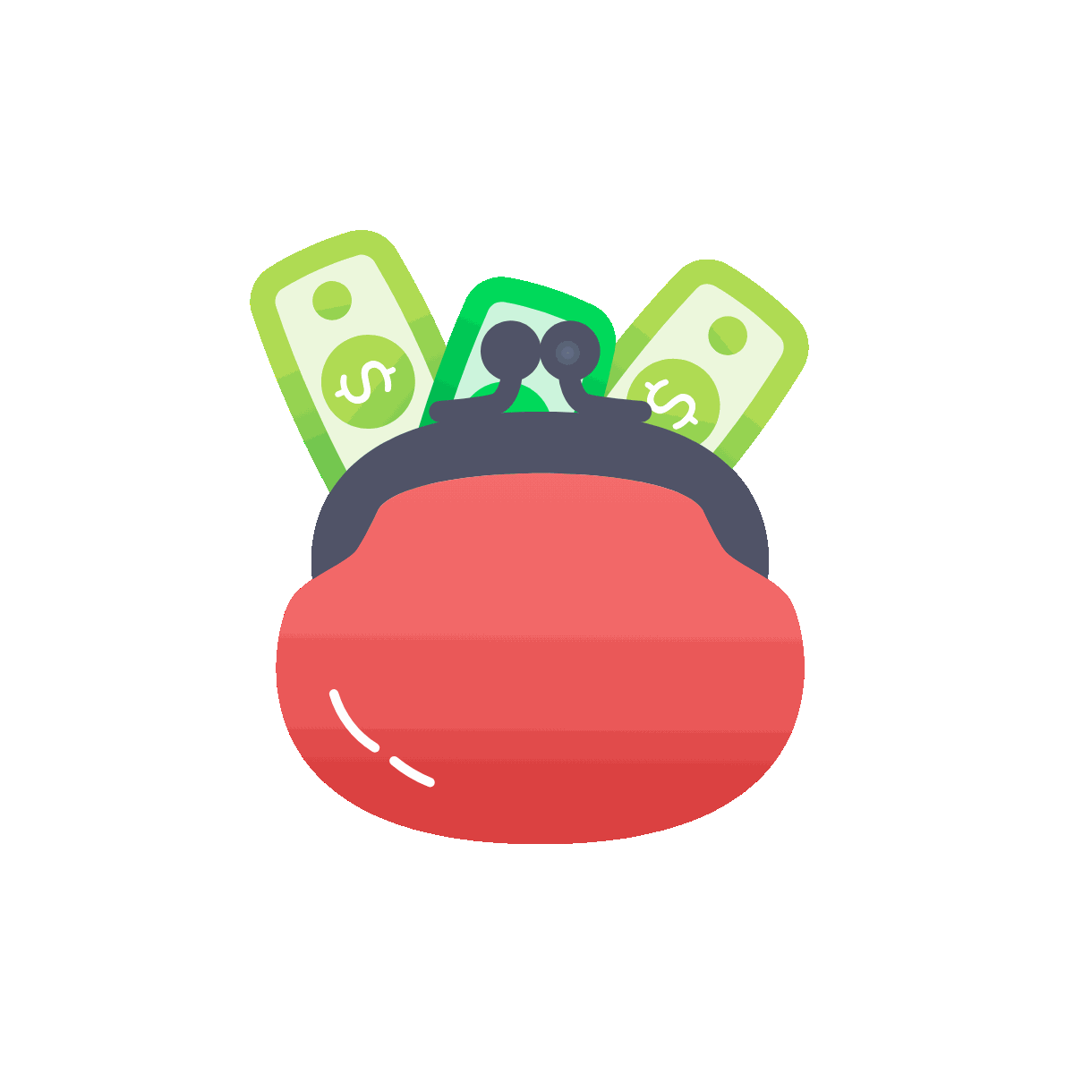 Animated Flat Money Purse Icon Design