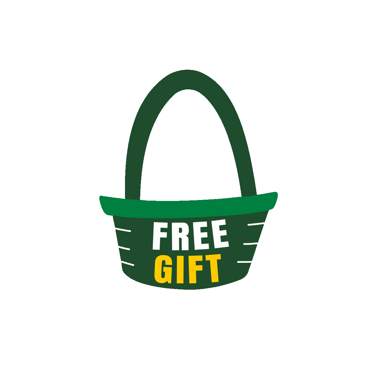 Basket with animated free gift text