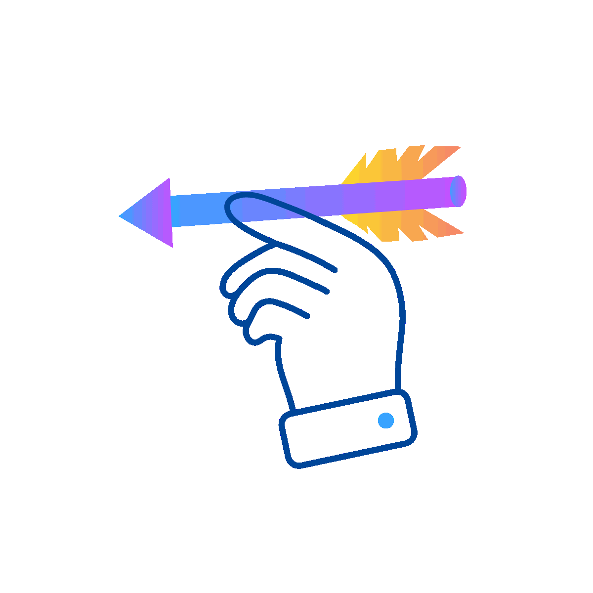 Holding arrow targeting and aiming gesture