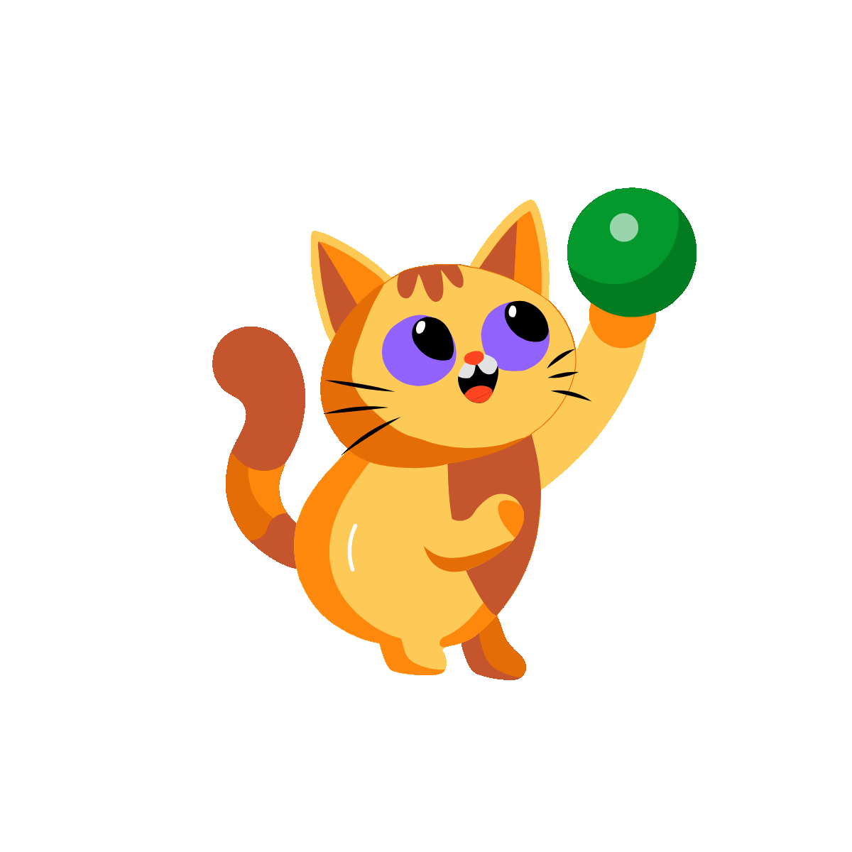 Animated Cat Playing with a Toy Ball