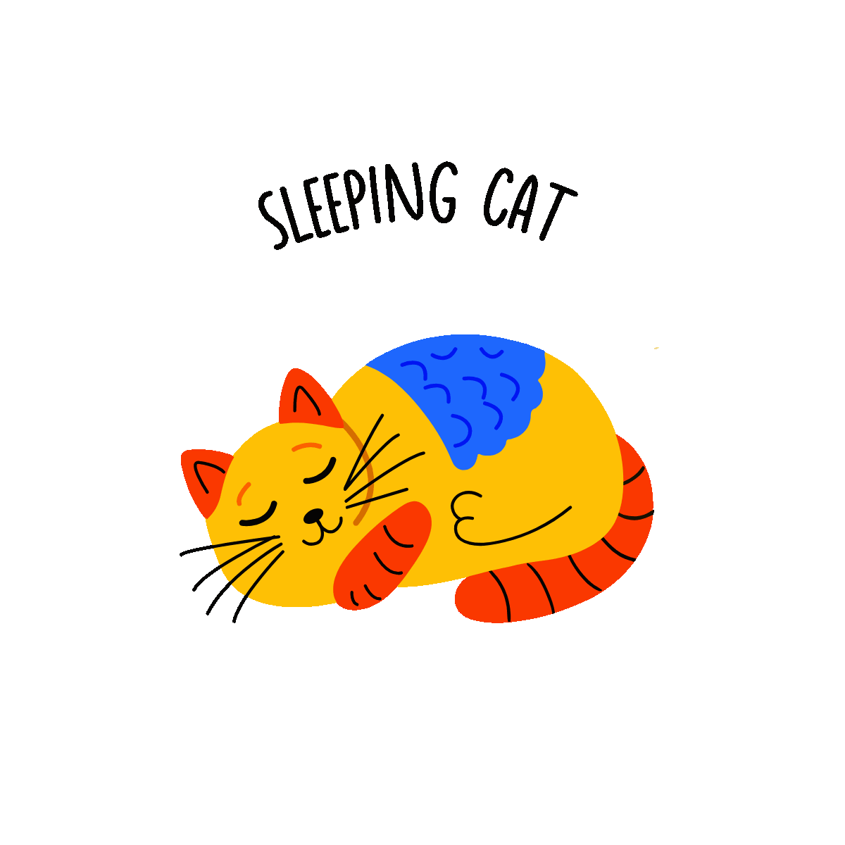 Sleeping Cat Flat Animated Sticker Design