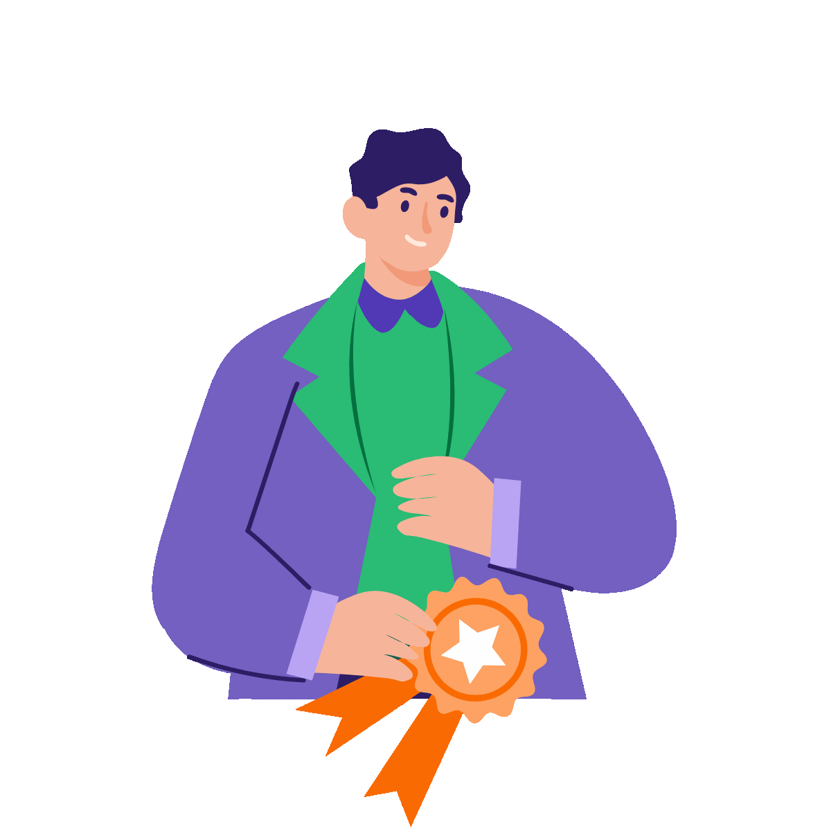 A flat style animated illustration showing a medalist