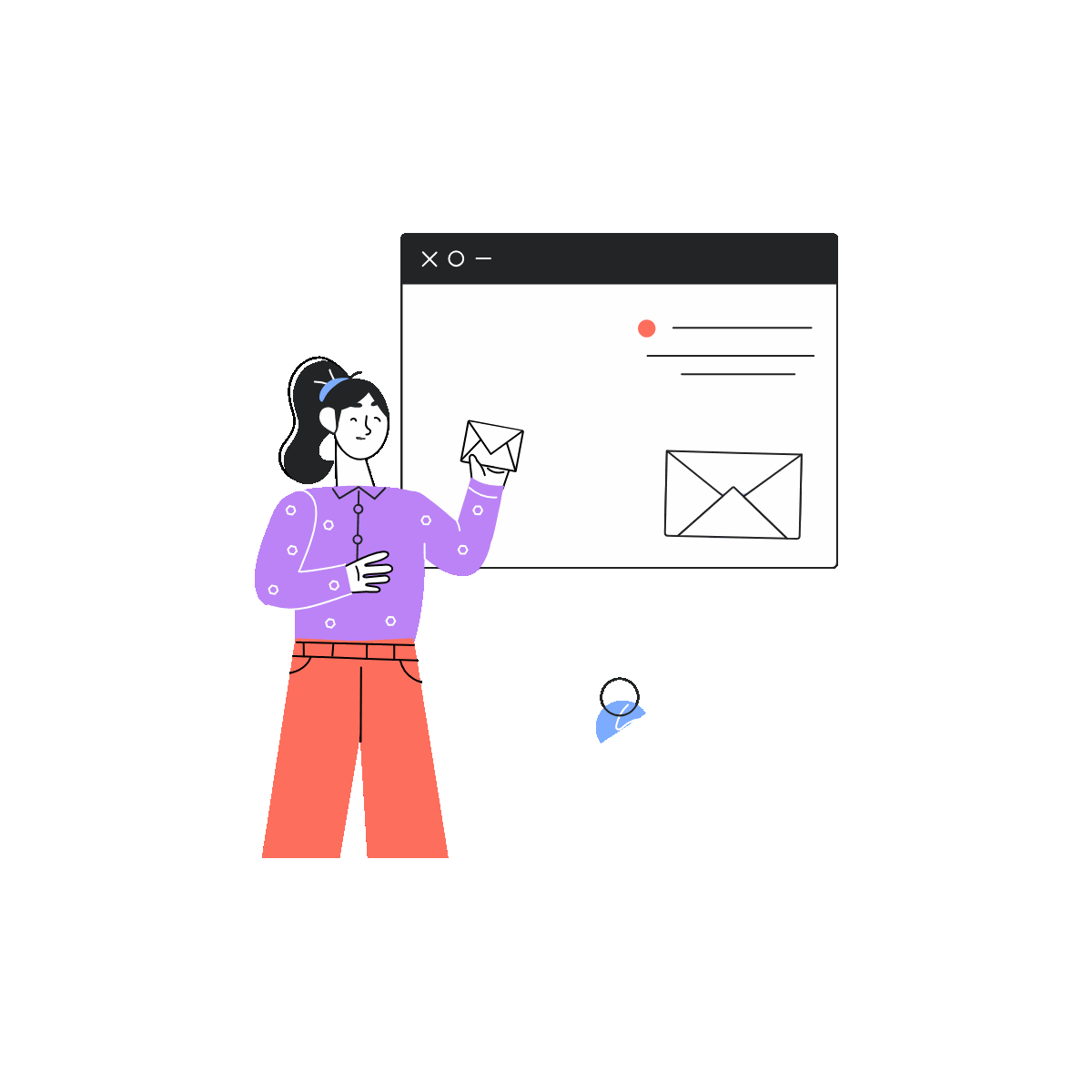 Animated Linear Sending Emails Illustration