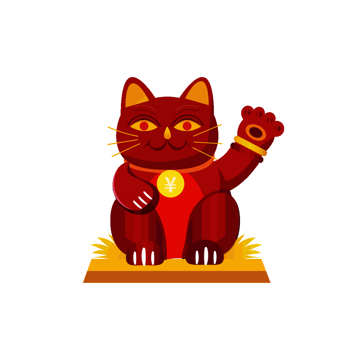 Lucky Cat Flat Animated Illustration