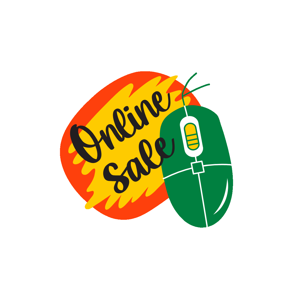 Mouse with animated online sale text