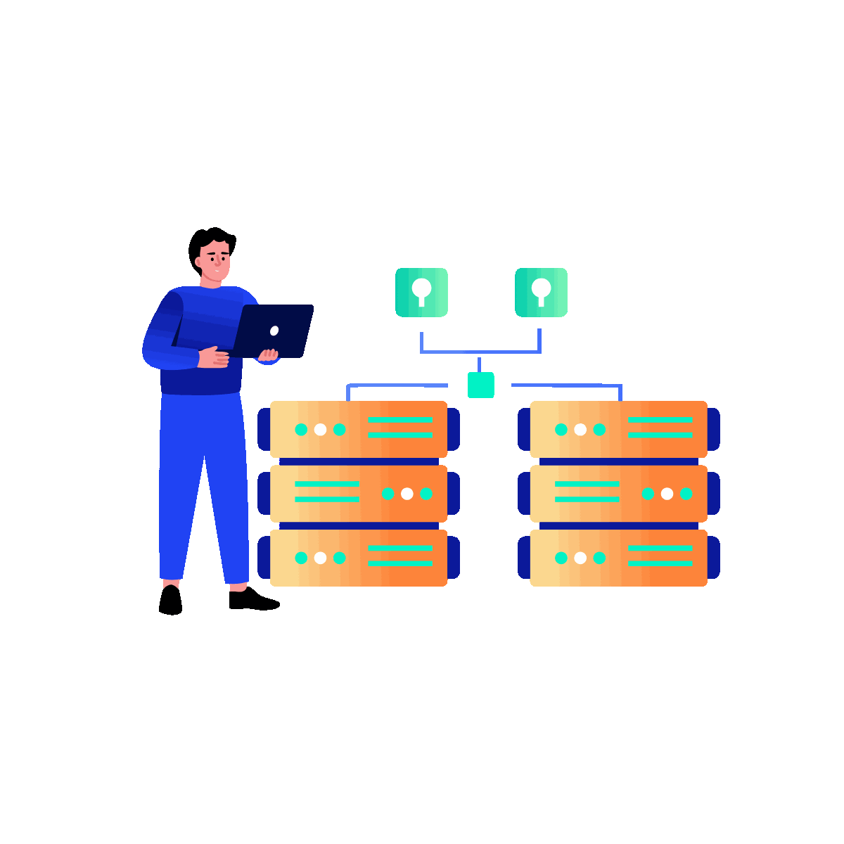 Web Protection Flat Animated Illustration