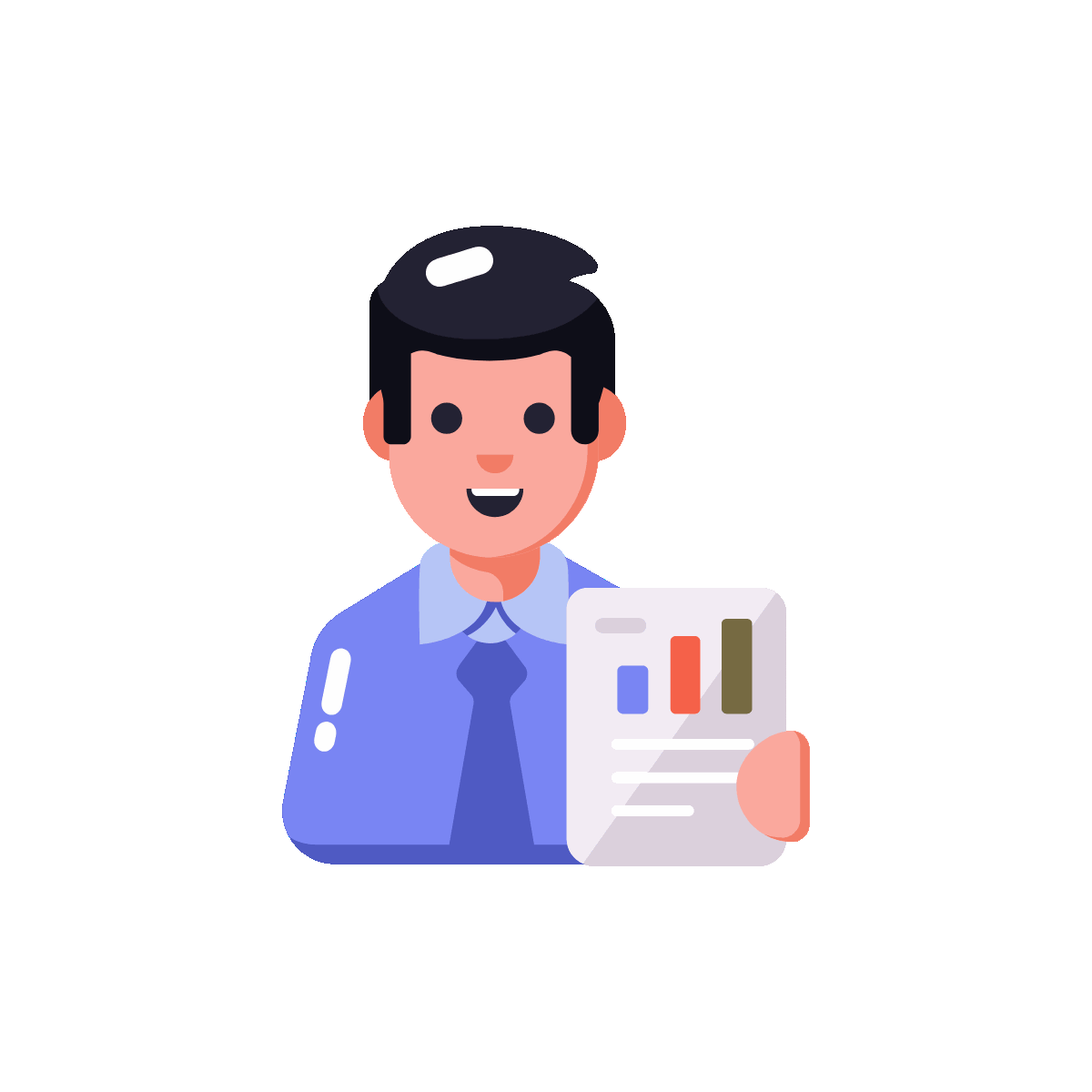 A flat style animated icon representing work report