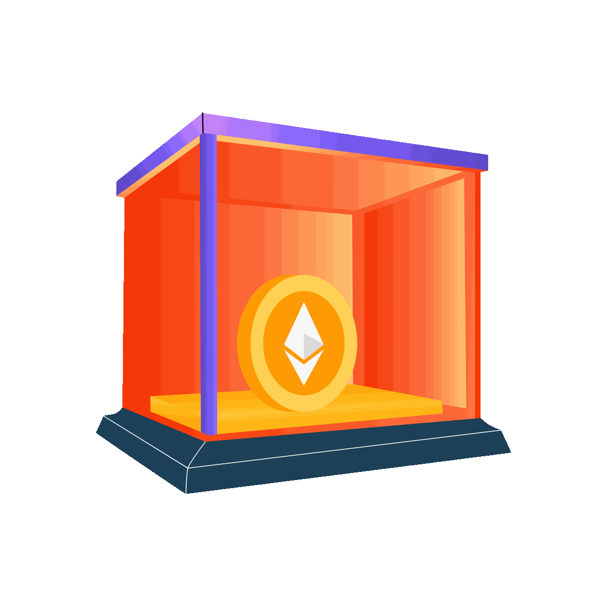 Bitcoin Glass Box Illustration
