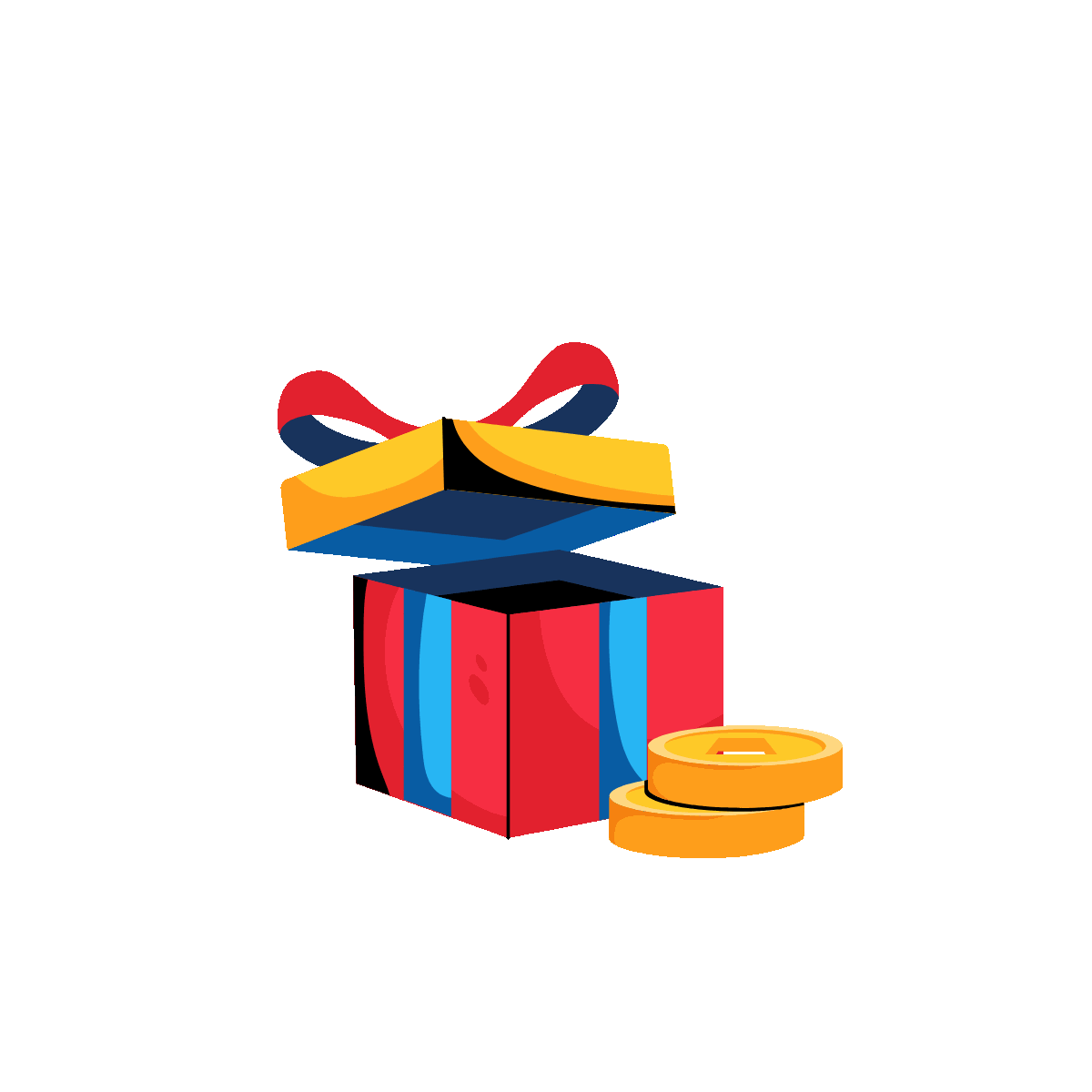 Animated flat icon of money gift concept