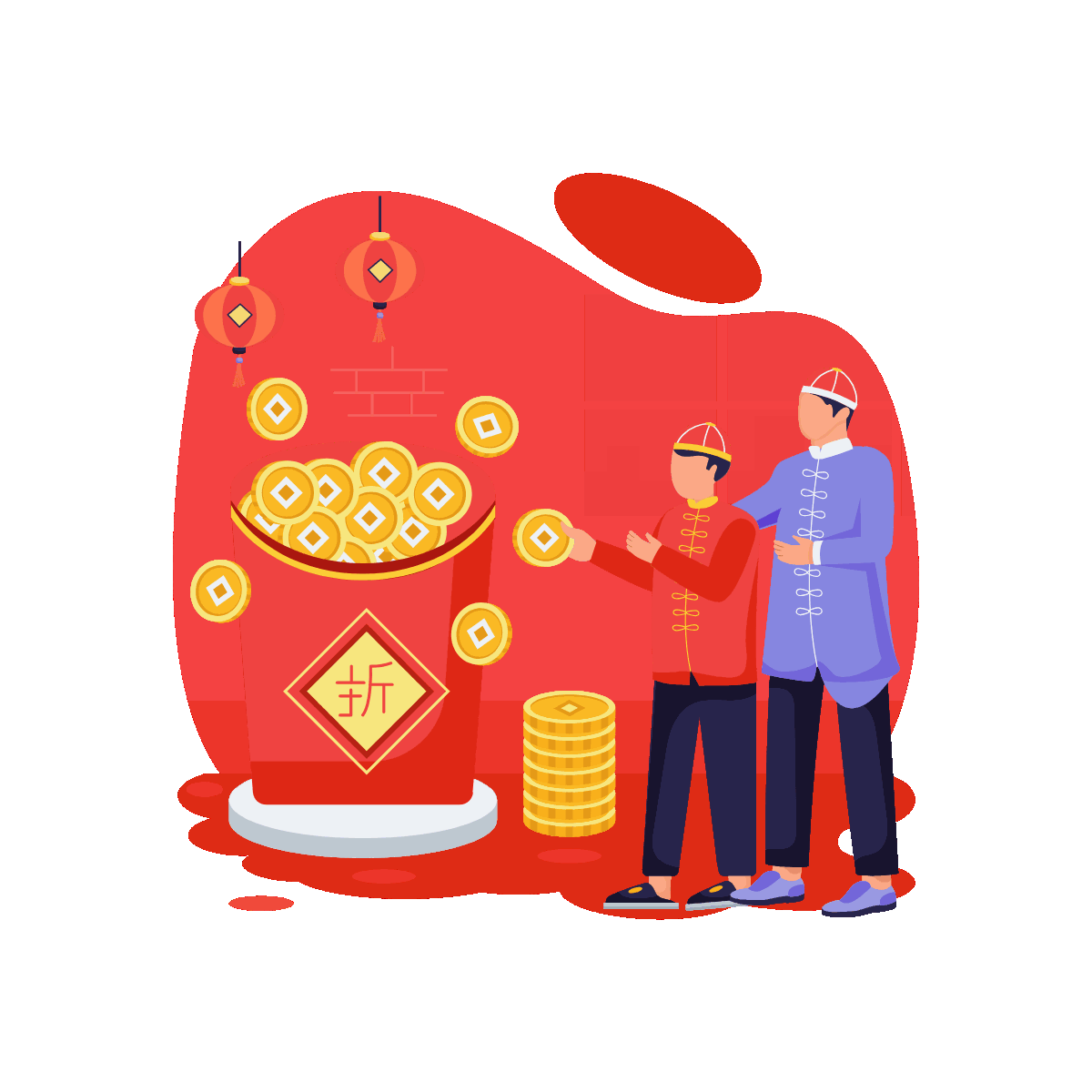Flat animated illustration of lucky envelope