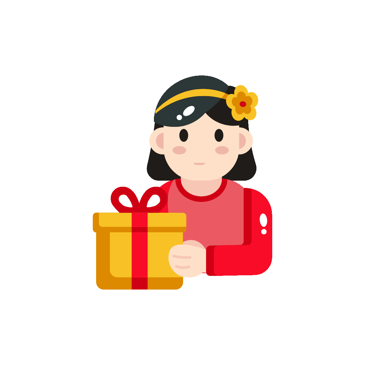 Girl Holding a Wrapped Festive Gift Box