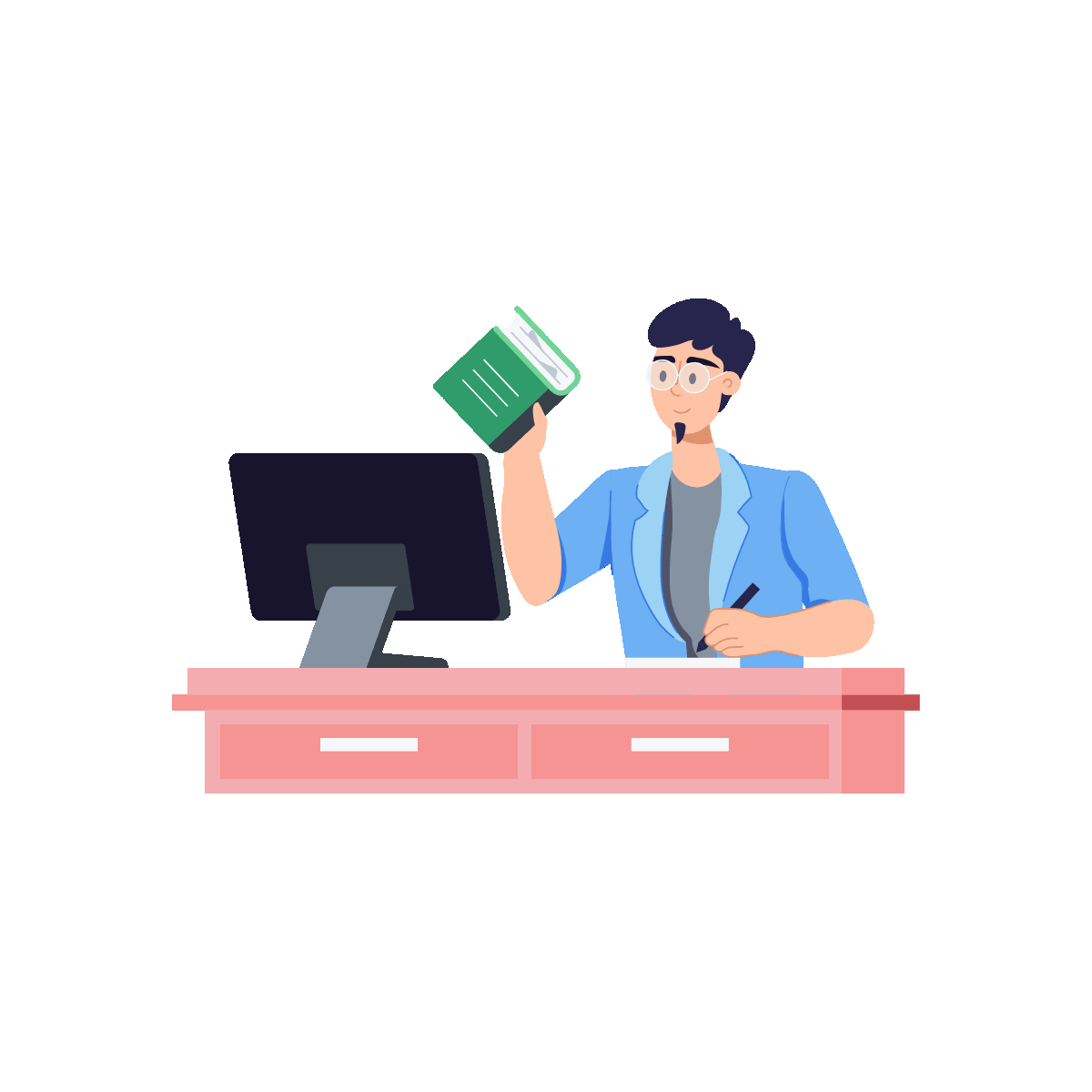 Animated Flat Working Student Illustration