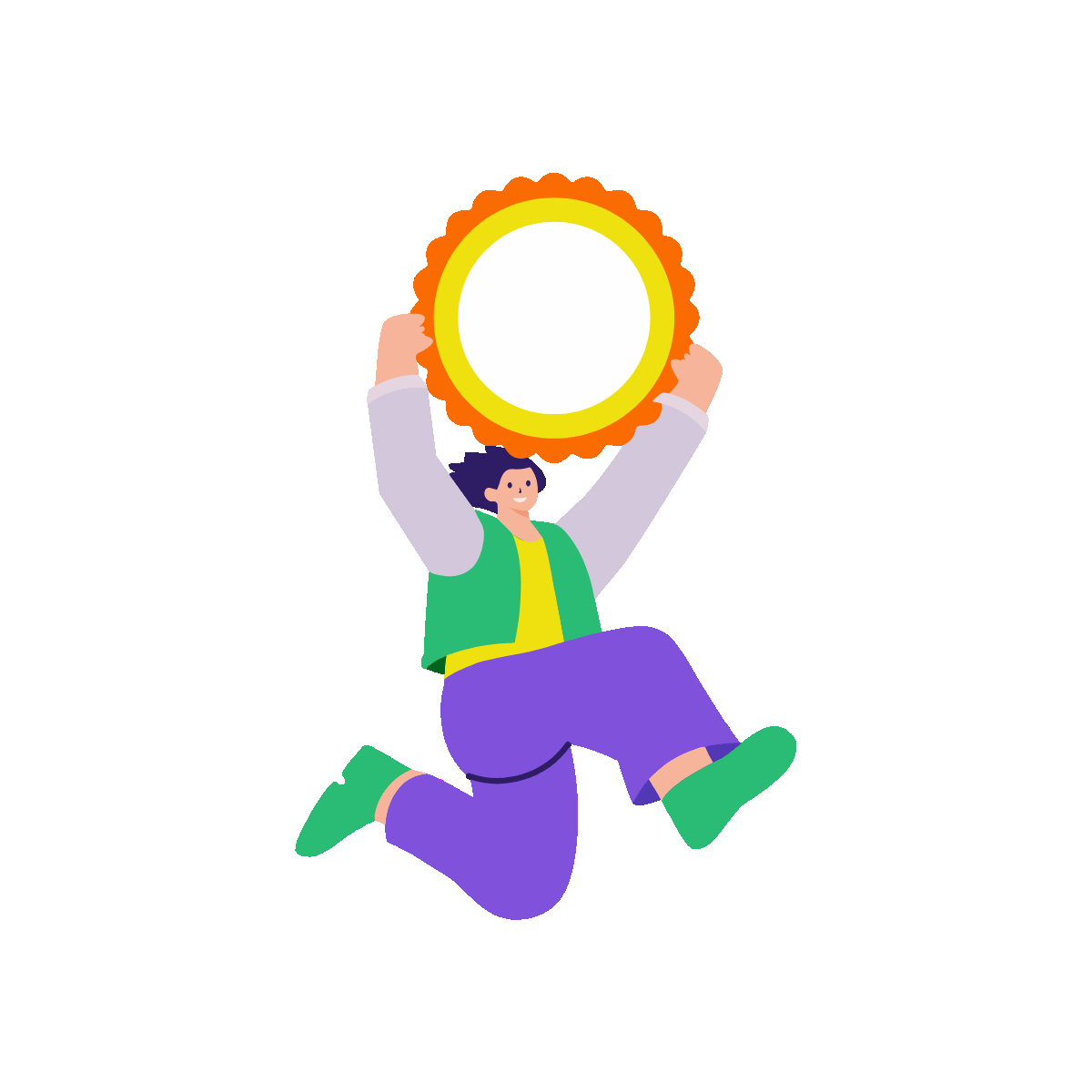 A flat style animated illustration of reaching milestone