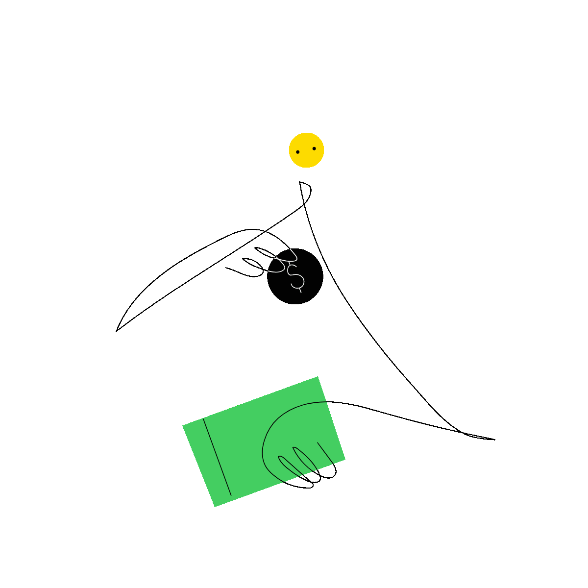 Saving Money Character Line Illustration